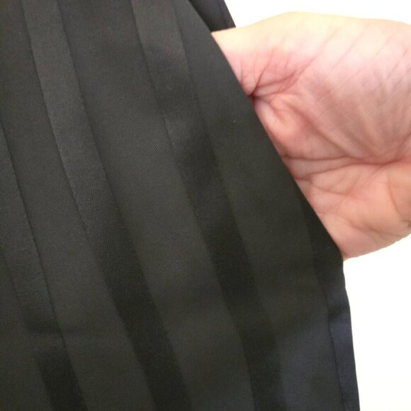 Theory Black On Black Satin Striped Pull On Wide Leg Dress Pants Size 8 - Picture 3 of 5